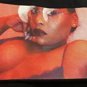 Black Graphic T-Shirt with Red and Pink Design “NEW”